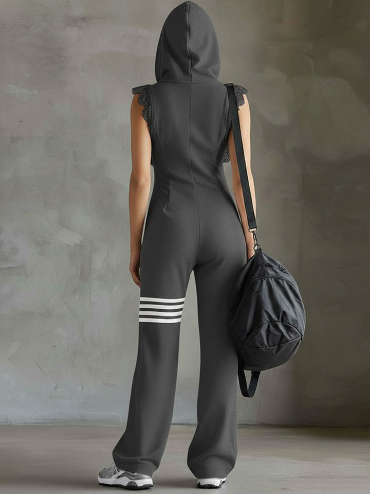Giada Retro kombinezon sportowy z kapturem w paski – styl inspirowany vintage