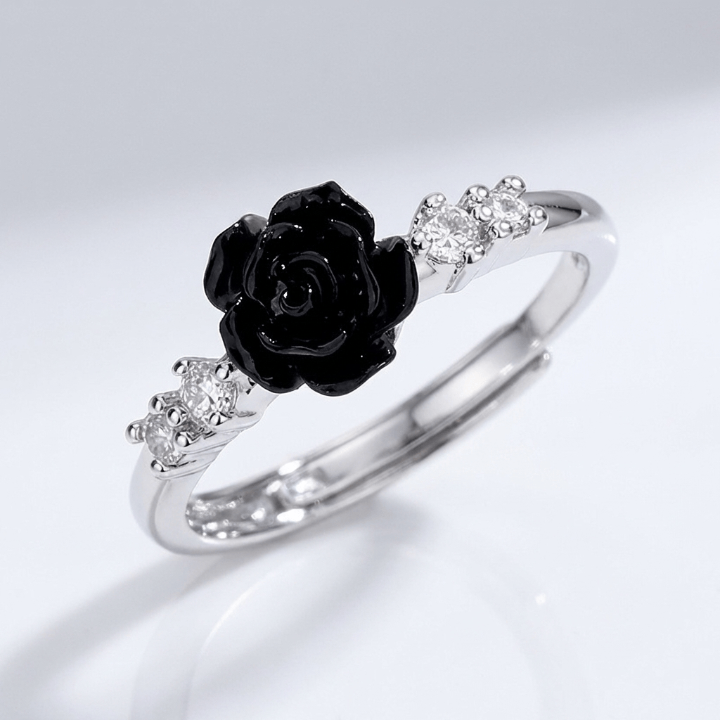 Elegancki regulowany pierścionek ze srebra próby 925 z różowym diamentem