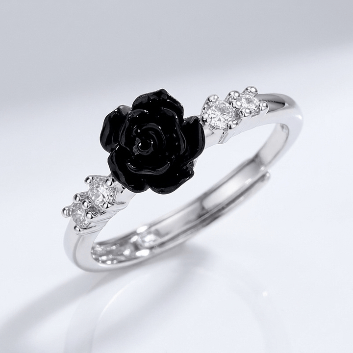 Elegancki regulowany pierścionek ze srebra próby 925 z różowym diamentem