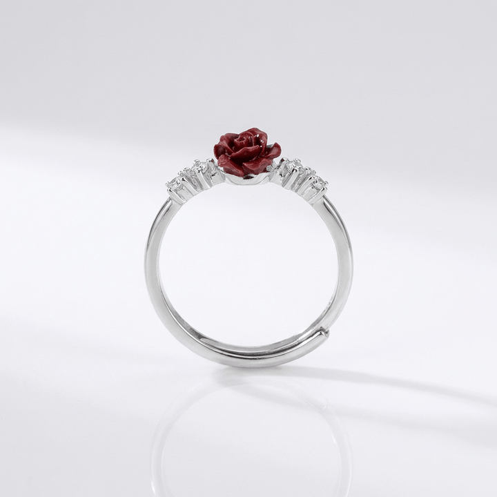 Elegancki regulowany pierścionek ze srebra próby 925 z różowym diamentem