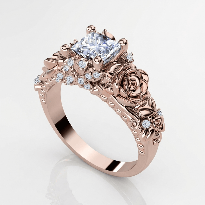 Pierścionek vintage Rose & Zircon - Ponadczasowa elegancja