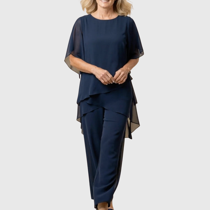 Linda | Zestaw z drapowanymi spodniami palazzo