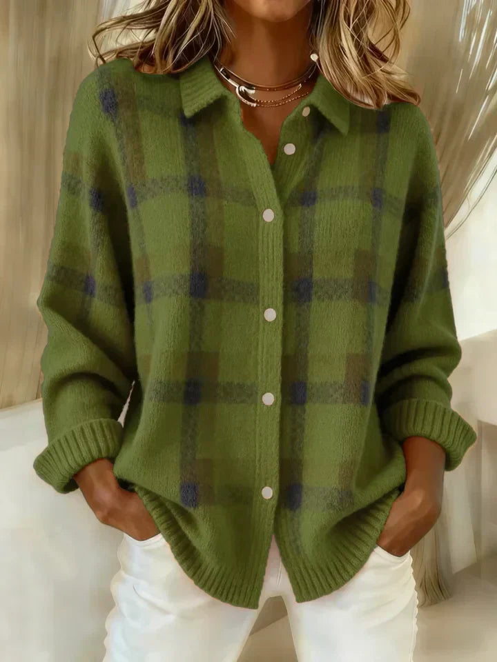 Danique | Sweter w kratę z kontrastem w stylu retro