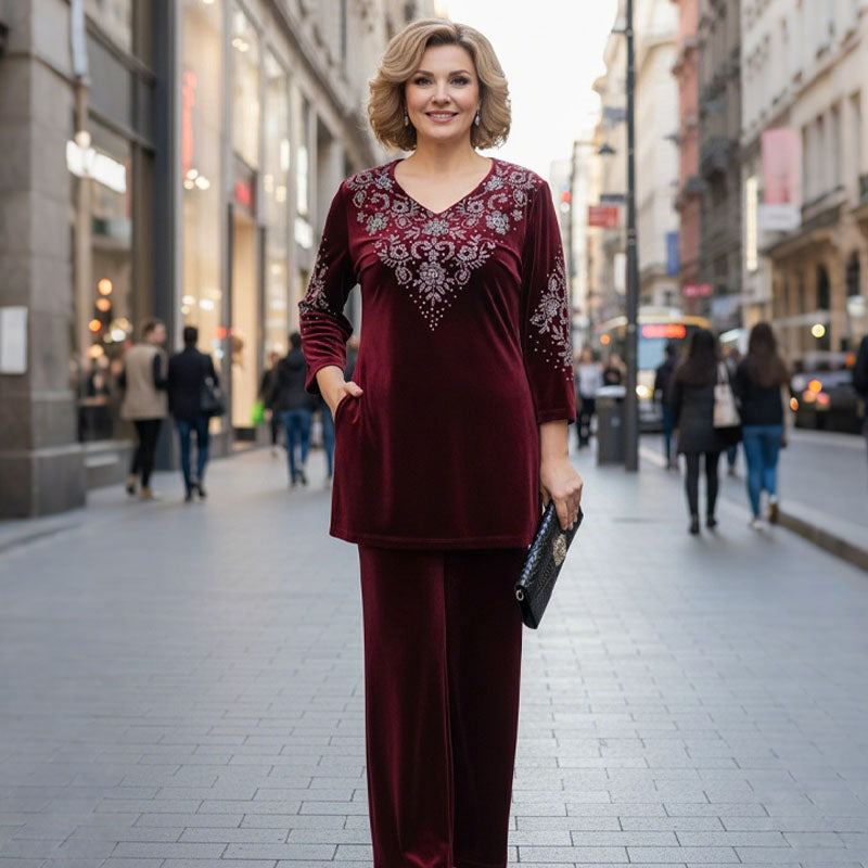Elvire | Elegancki dwuczęściowy zestaw z weluru