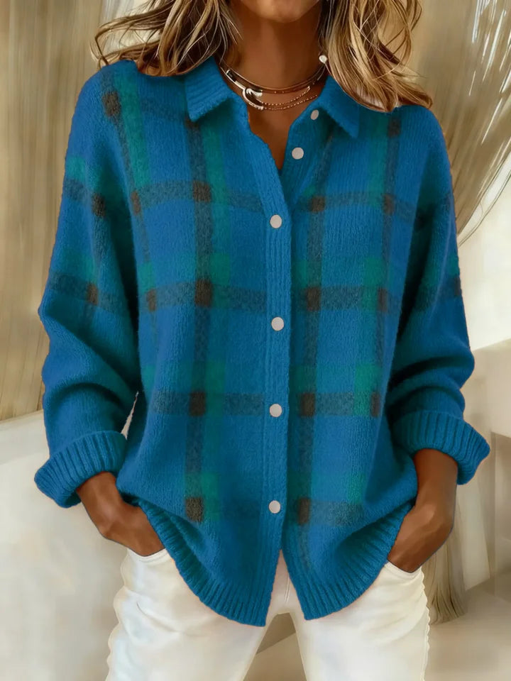 Danique | Sweter w kratę z kontrastem w stylu retro