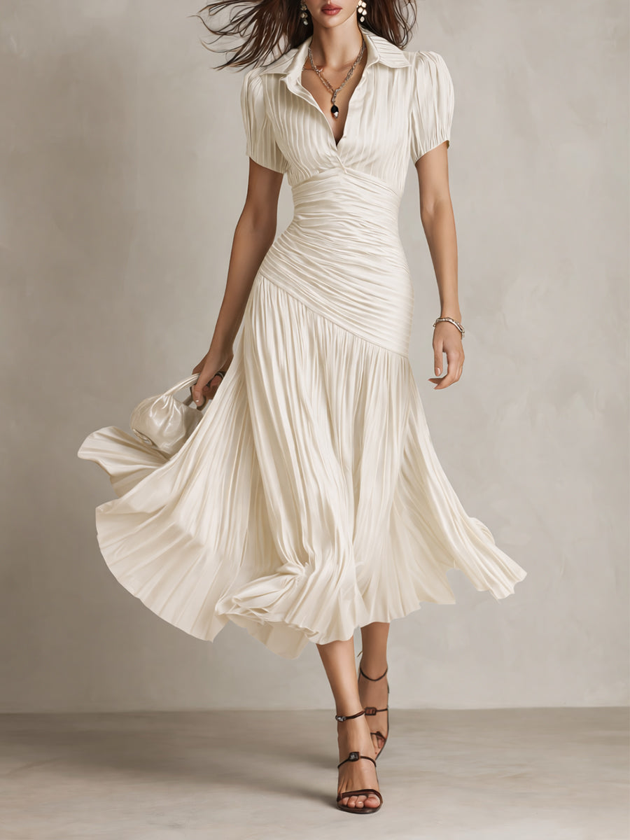 Adriana Retro Sukienka midi satynowa w paski – Blask inspirowany vintage