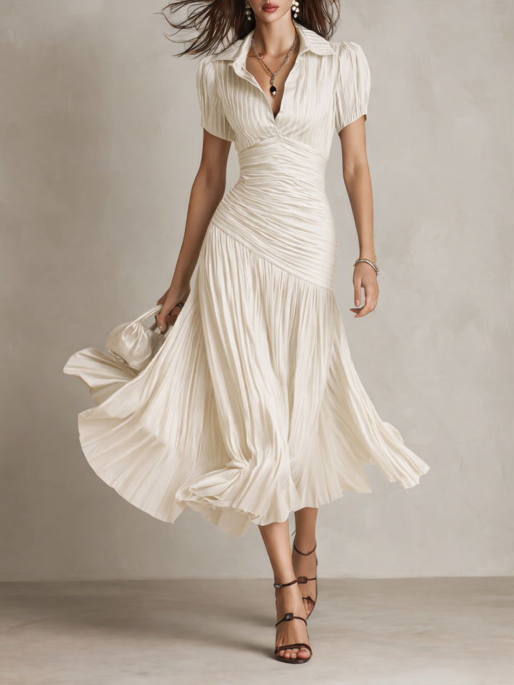Adriana Retro Sukienka midi satynowa w paski – Blask inspirowany vintage
