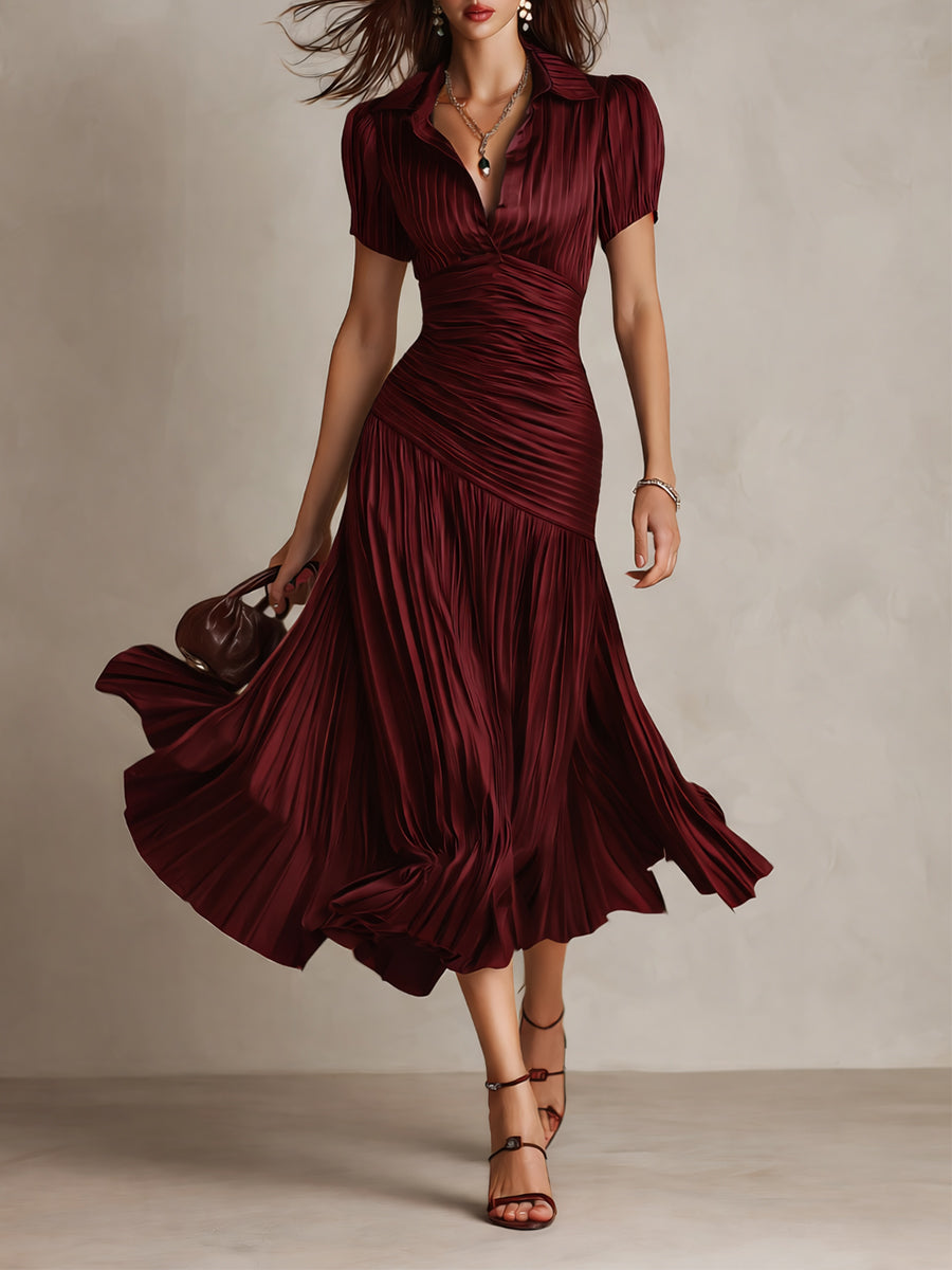Adriana Retro Sukienka midi satynowa w paski – Blask inspirowany vintage
