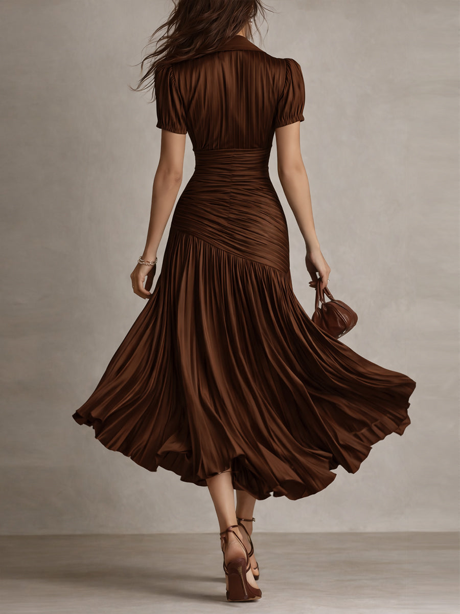 Adriana Retro Sukienka midi satynowa w paski – Blask inspirowany vintage