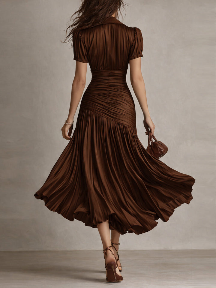 Adriana Retro Sukienka midi satynowa w paski – Blask inspirowany vintage