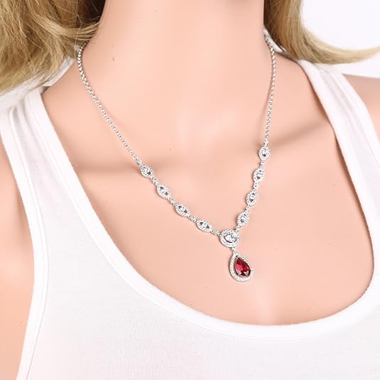 Zestaw naszyjnika i kolczyków Ruby Halo | Białe złoto
