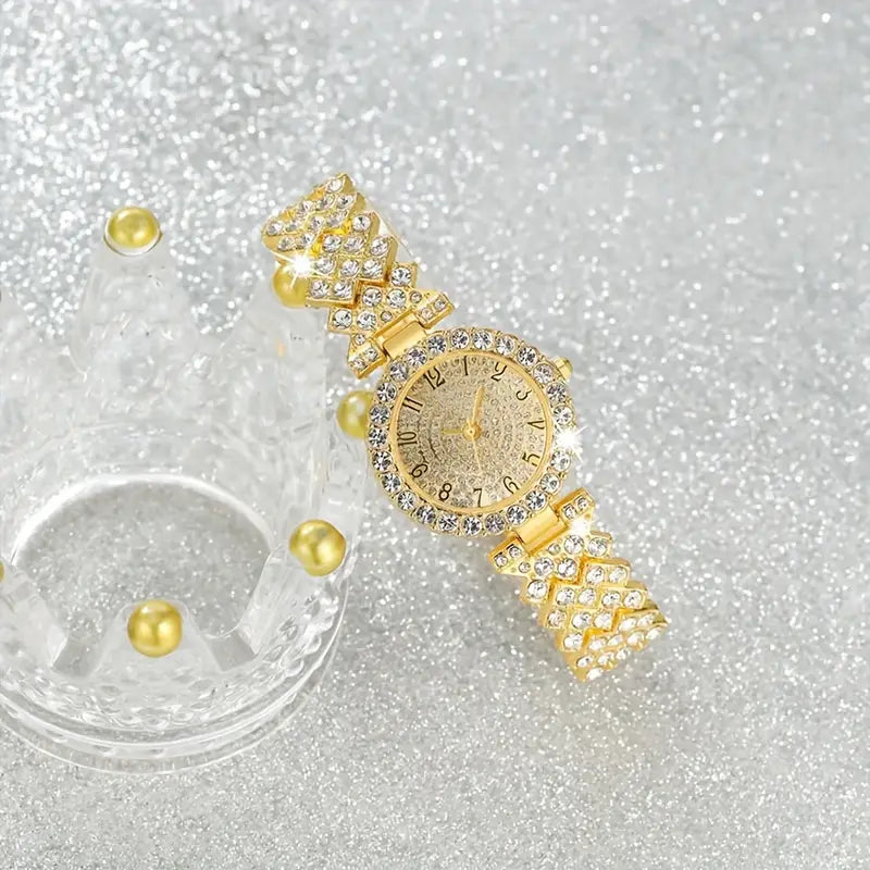 Zestaw złotego zegarka i bransoletki Luxe Radiance | Złoto