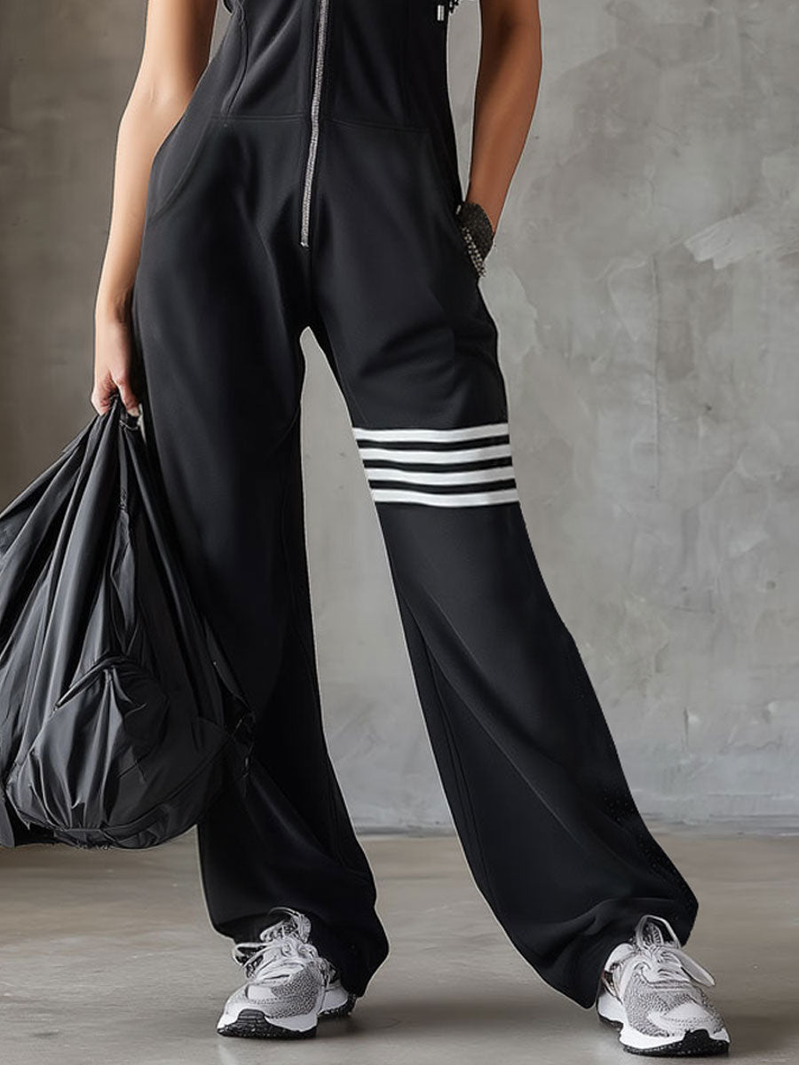 Giada Retro kombinezon sportowy z kapturem w paski – styl inspirowany vintage
