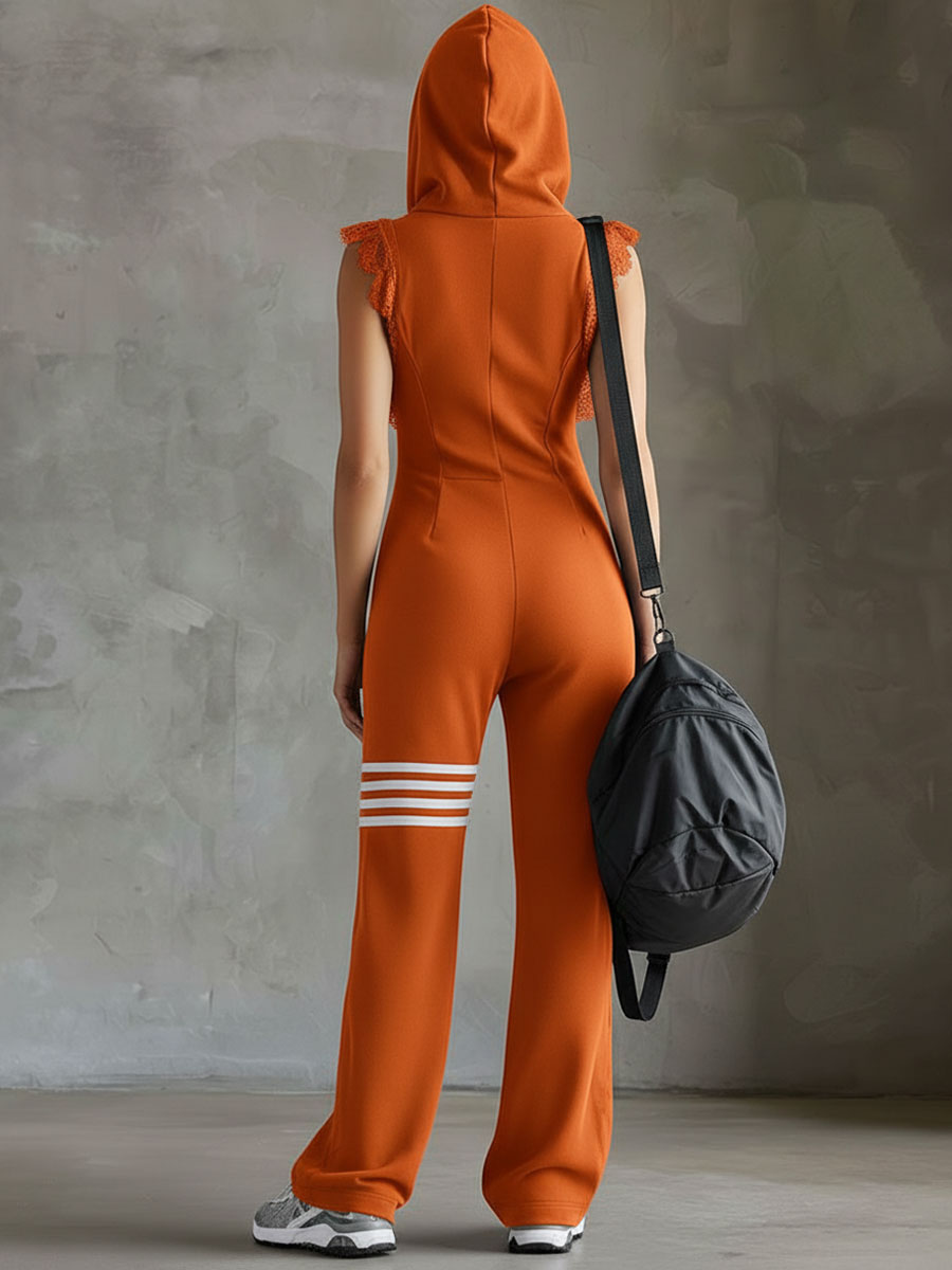 Giada Retro kombinezon sportowy z kapturem w paski – styl inspirowany vintage