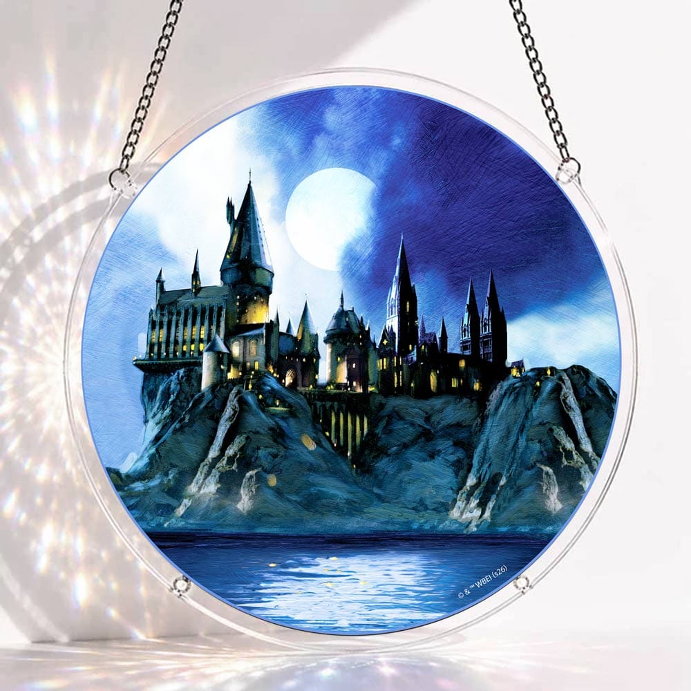 Akrylowa zawieszka łapiąca słońce w formie układanki – Magiczny Zamek Hogwartu – Współpraca z Crafthub