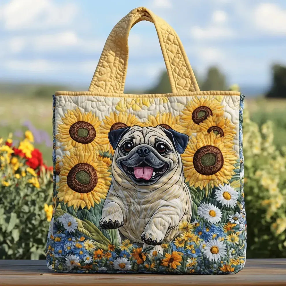 Sunny Paws — Ręcznie szyta, pikowana torba typu tote do codziennego użytku