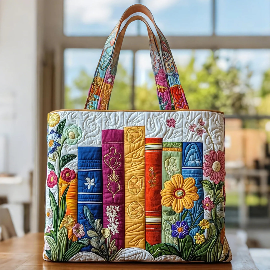 Ręcznie robiona torba biblioteczna z kwiatowym motywem – wyjątkowy, uroczy dodatek