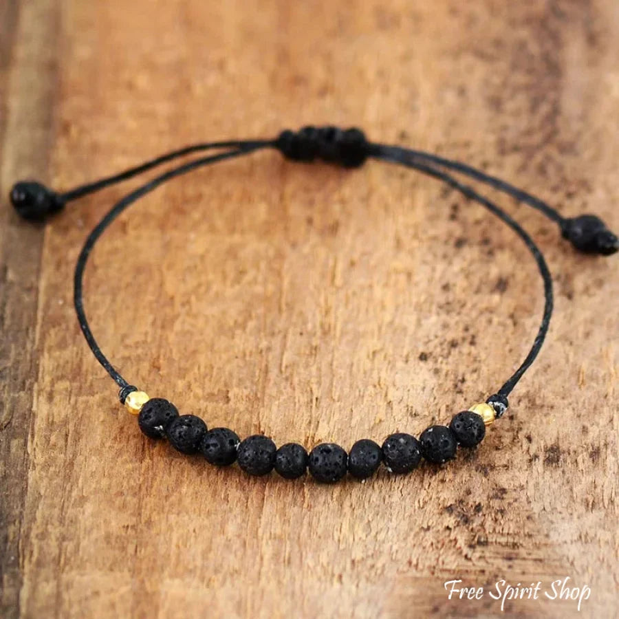 Bransoletka boho z naturalnego kamienia lawowego