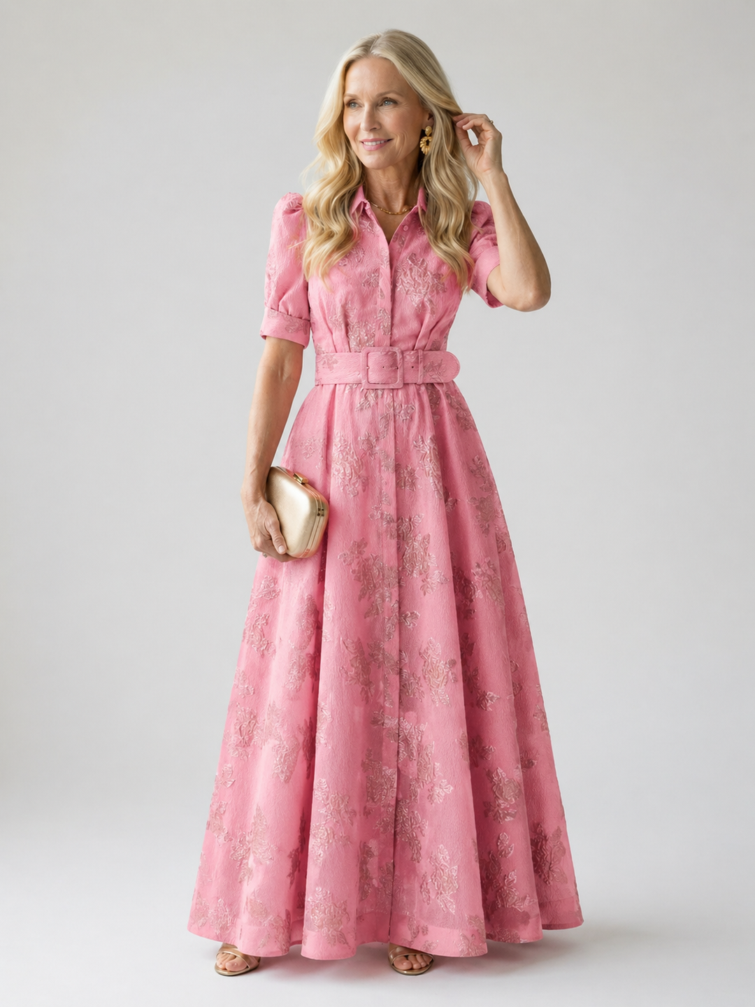 Stella & Grace™ | Sukienka maxi z paskiem w kwiatowy wzór