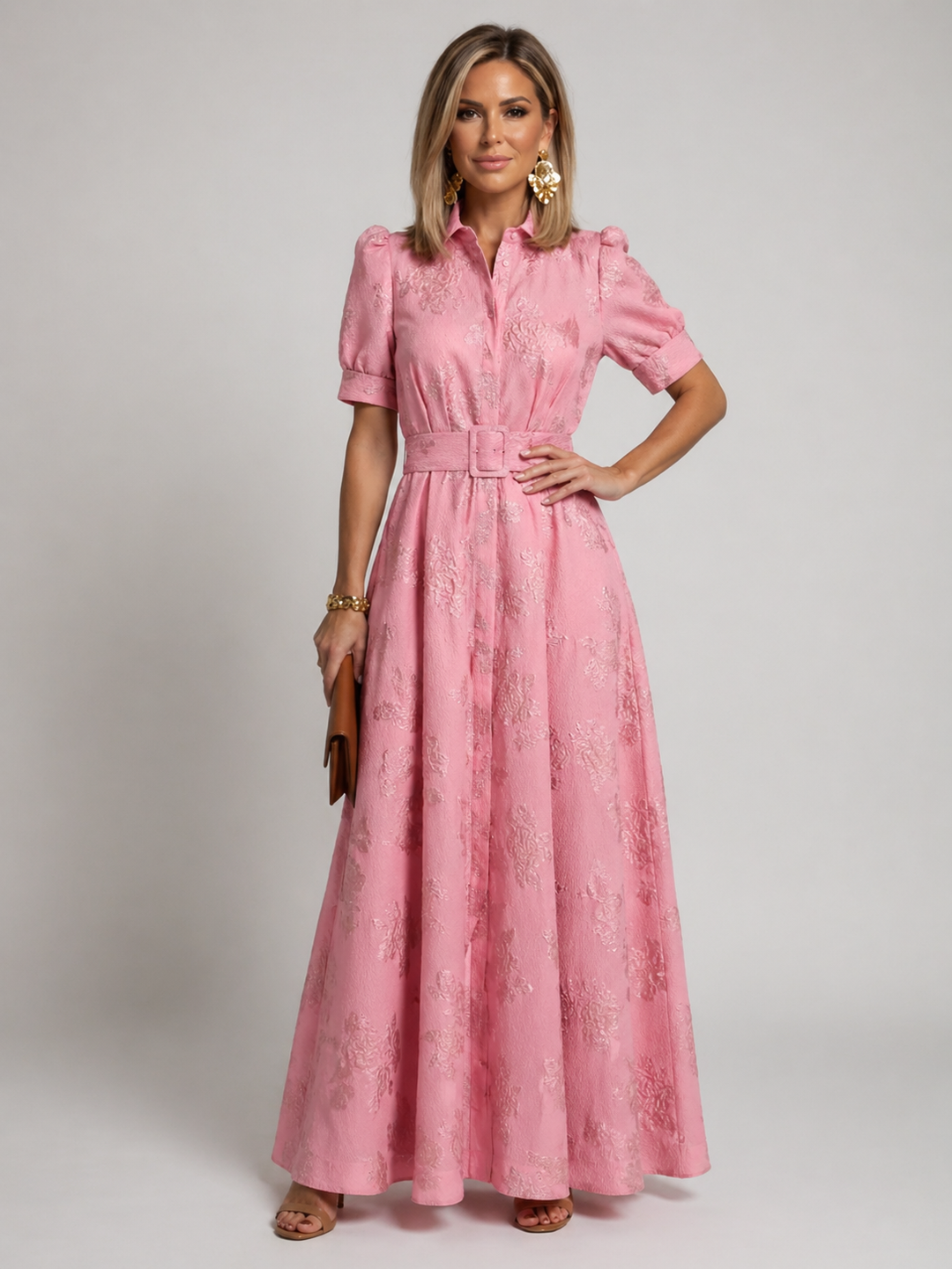 Stella & Grace™ | Sukienka maxi z paskiem w kwiatowy wzór