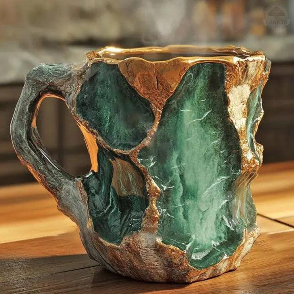 Mineralne kubki do kawy nasączone kryształami