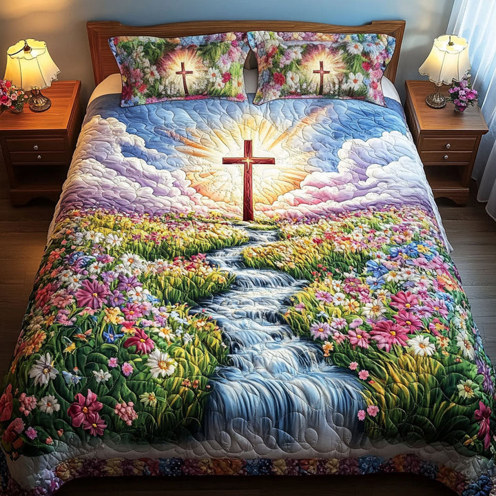 Floral Path Cross 3-częściowy zestaw pościeli