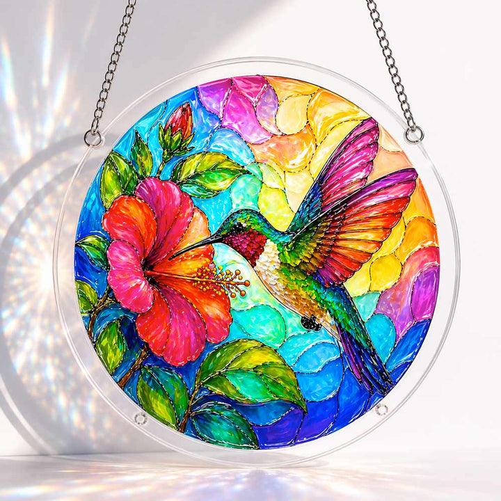 Akrylowy suncatcher w formie układanki - koliber ogrodowy