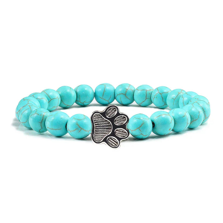 Bransoletka z łapką i koralikami z naturalnego kamienia