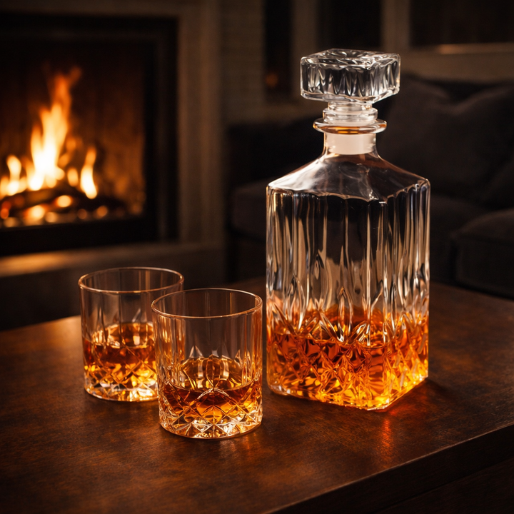 Butelka whisky – Zestaw z butelką i kieliszkiem