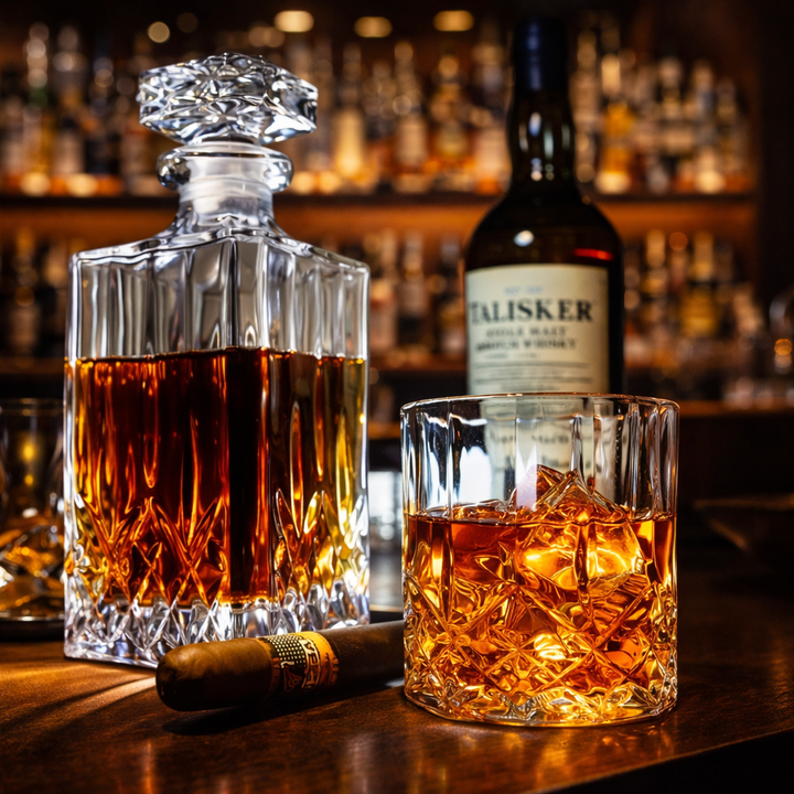 Butelka whisky – Zestaw z butelką i kieliszkiem