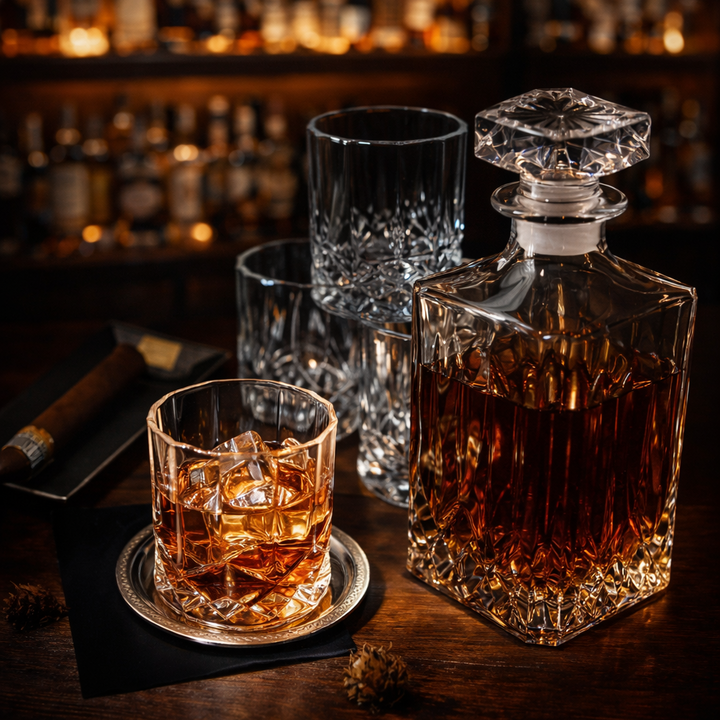 Butelka whisky – Zestaw z butelką i kieliszkiem