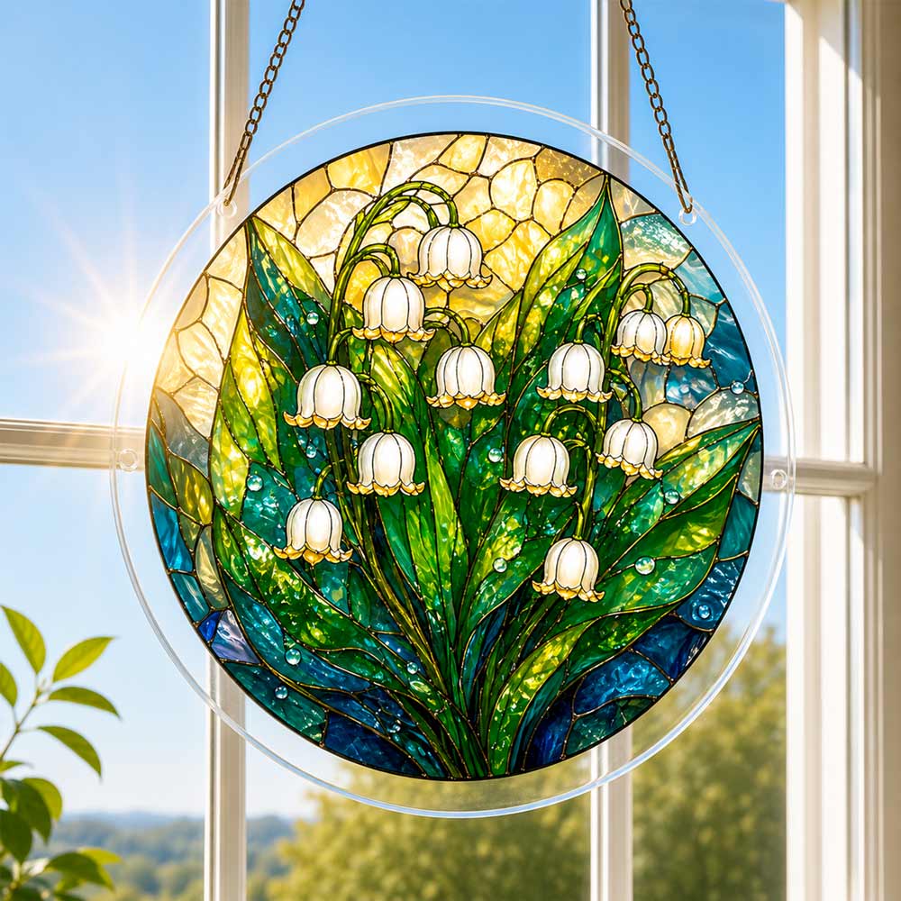 Akrylowy suncatcher w formie układanki - Lily Bells