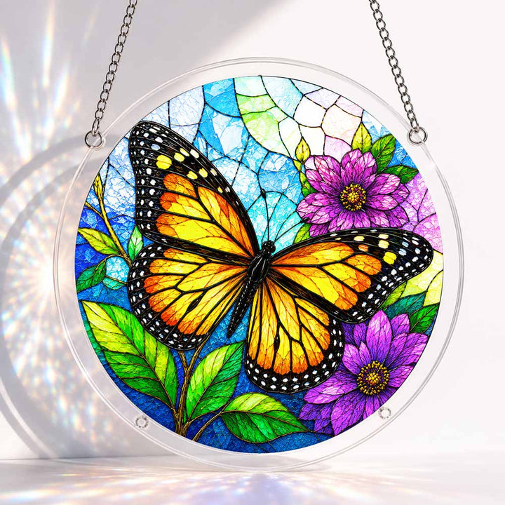 Akrylowy łapacz słońca w formie układanki - motyl monarch