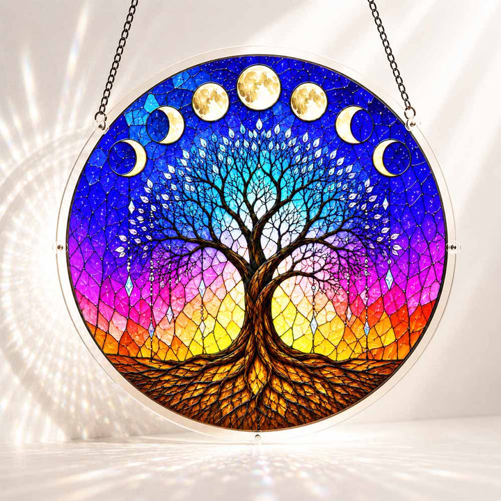 Akrylowy suncatcher w formie układanki – Drzewo w blasku księżyca