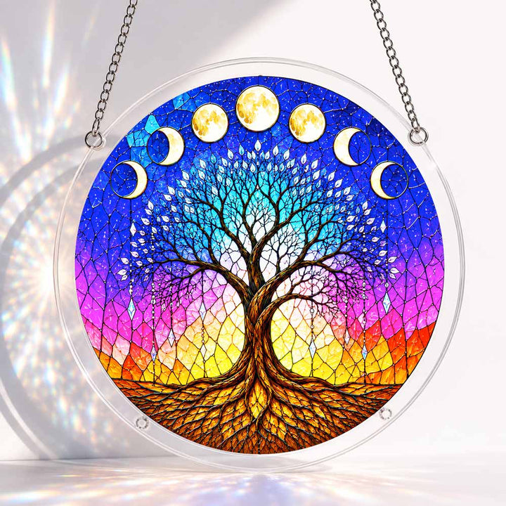 Akrylowy suncatcher w formie układanki – Drzewo w blasku księżyca