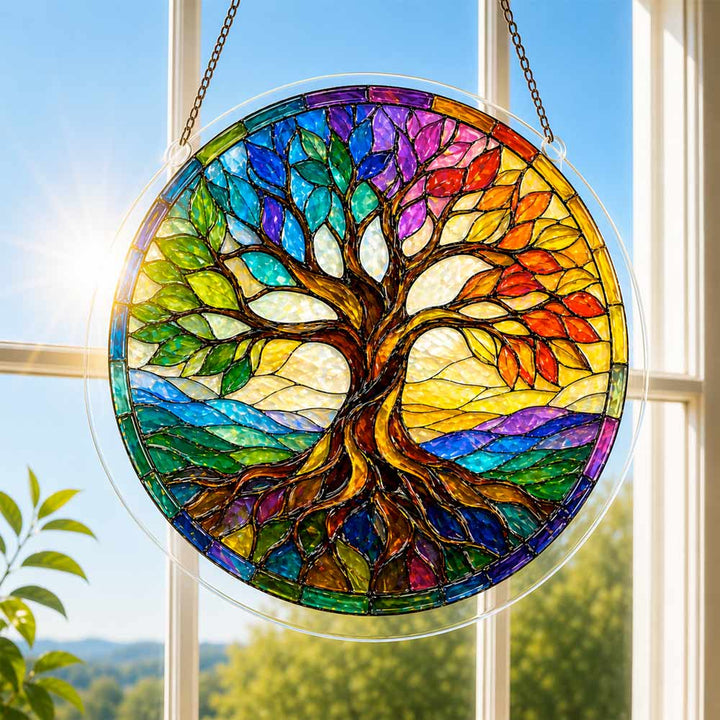 Akrylowy suncatcher w kształcie układanki - Rozświetlone Drzewo