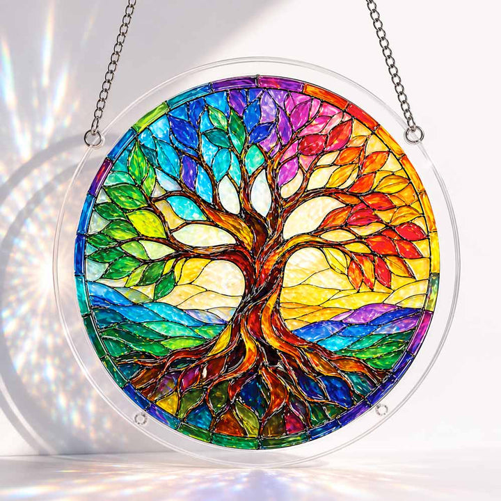 Akrylowy suncatcher w kształcie układanki - Rozświetlone Drzewo