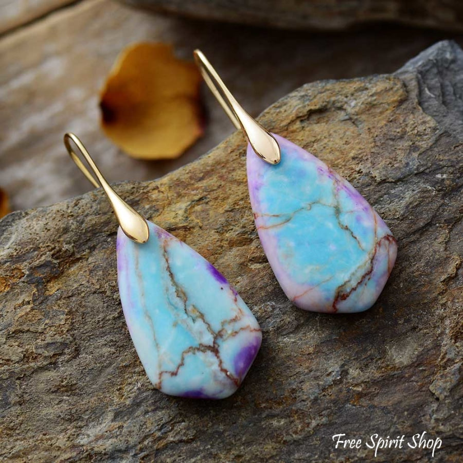 Wiszące kolczyki z niebiesko-fioletowym jaspisem