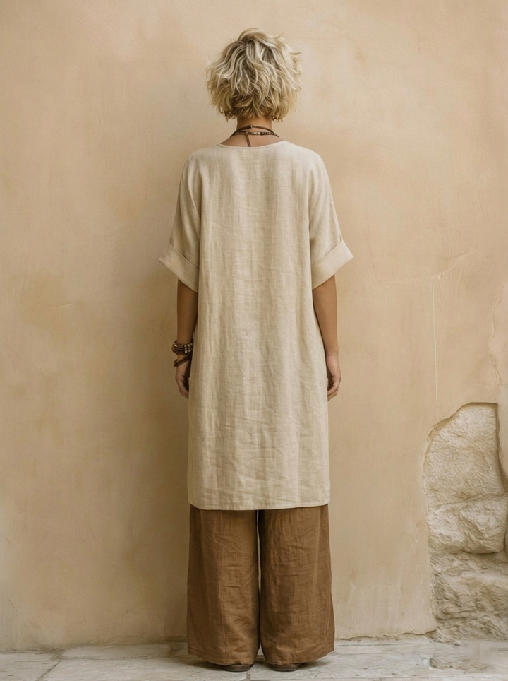 Giulia: Wyjątkowy trzyczęściowy zestaw boho nomad w odcieniach ciemnoszarego i brązowego z plemiennym wzorem