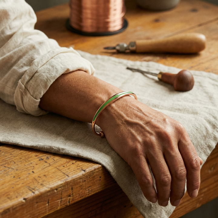 Bransoletka Patrycji z jadeitem i miedzią