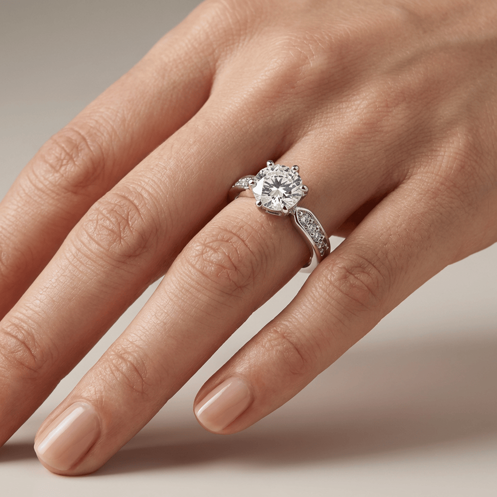 Radiant pierścionek pavé z różowego złota z okrągłymi diamentami — regulowany rozmiar