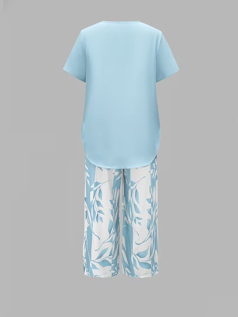 Avy™ | Zestaw dwuczęściowy w stylu casual z nadrukiem liści