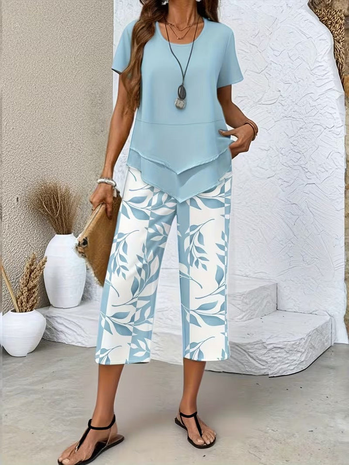 Avy™ | Zestaw dwuczęściowy w stylu casual z nadrukiem liści