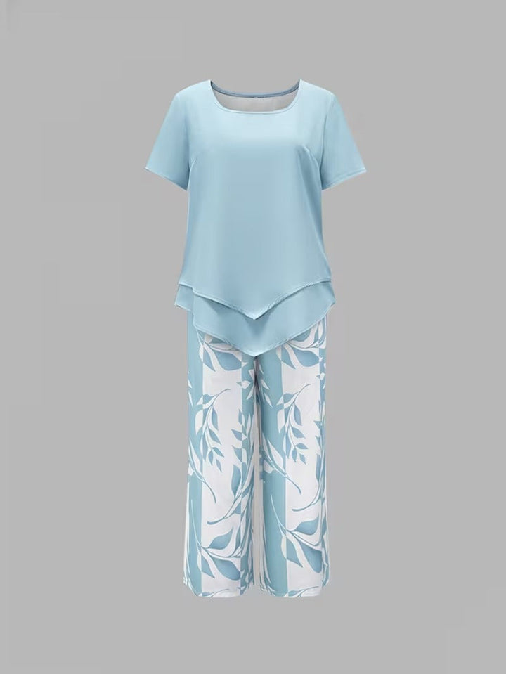 Avy™ | Zestaw dwuczęściowy w stylu casual z nadrukiem liści