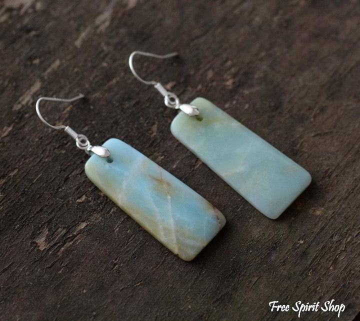 Prostokątne kolczyki z naturalnym amazonitem