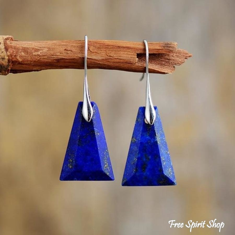 Kolczyki piramidki z naturalnym lapis lazuli