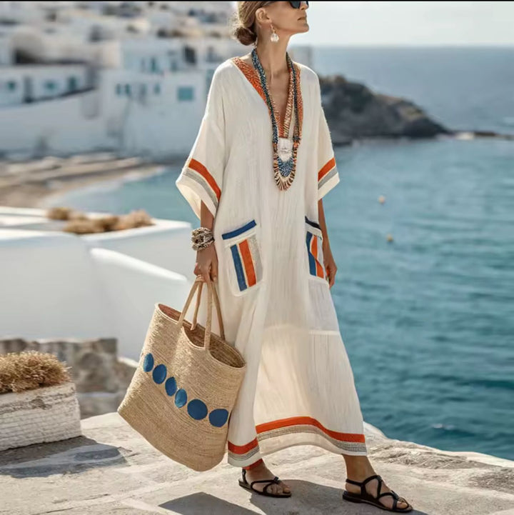 Elegancka Mary - Długa plażowa sukienka na stylowy letni wygląd