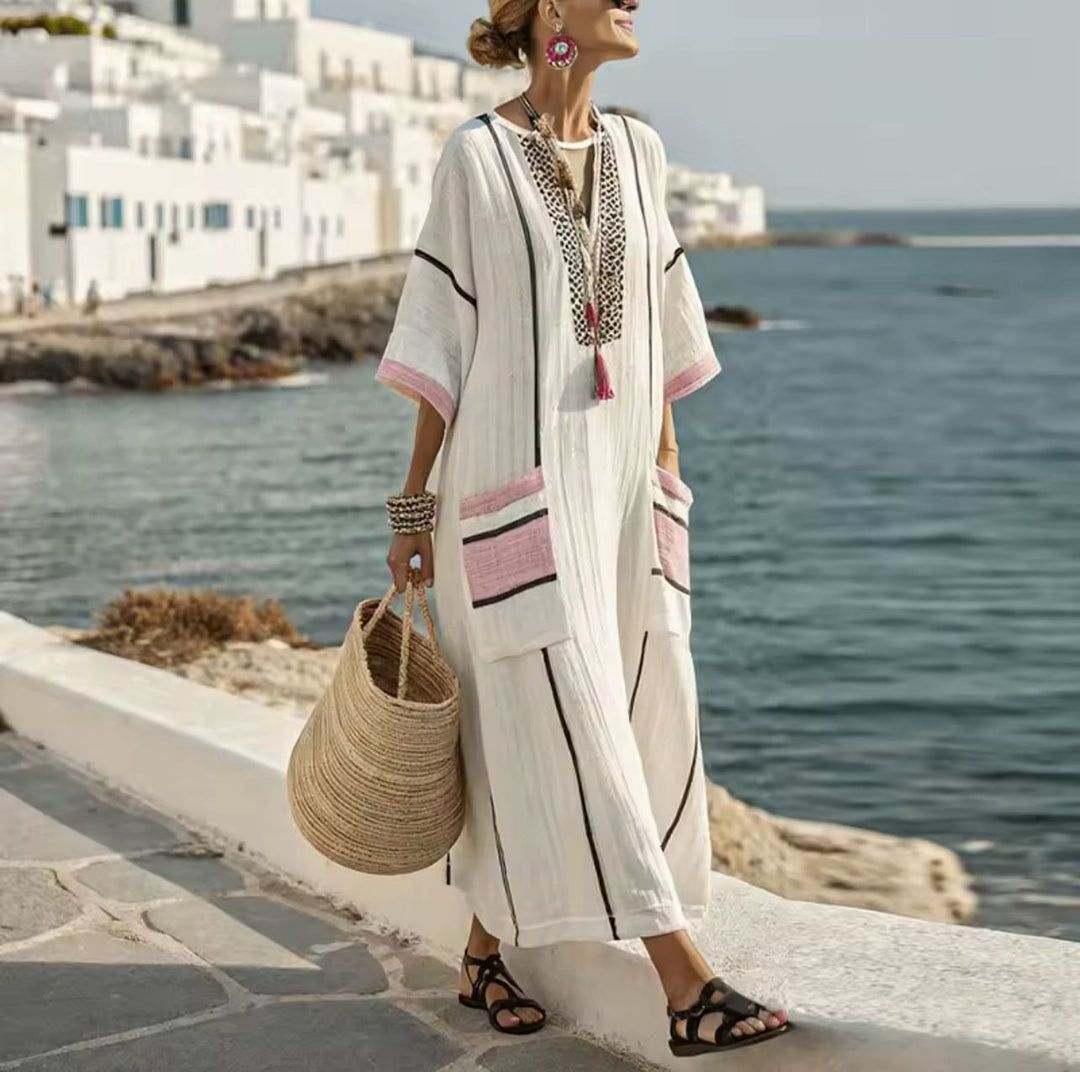 Elegancka Mary - Długa plażowa sukienka na stylowy letni wygląd
