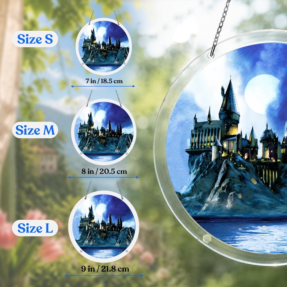 Akrylowa zawieszka łapiąca słońce w formie układanki – Magiczny Zamek Hogwartu – Współpraca z Crafthub